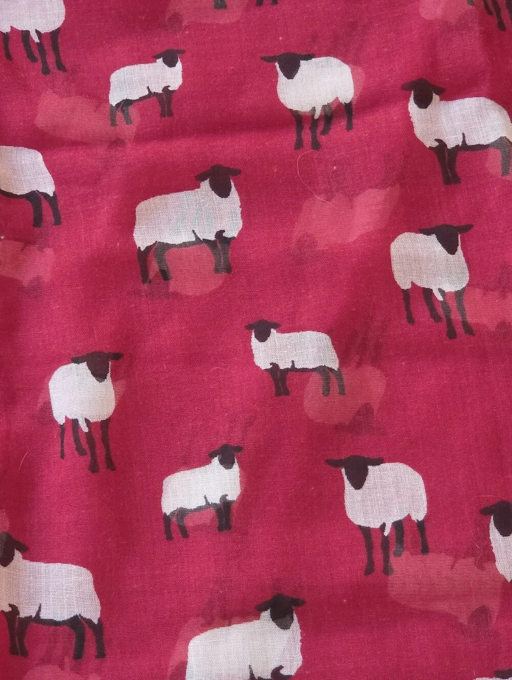 Red Sheep Print Shawl Wrap Sarong Scarf 36x74 Semi Sheer Swim Cover Skirt